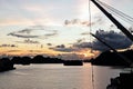 Various night views roadstead and coastline of the Halong Bay. Port of Campha, Vienam. October, 2020.