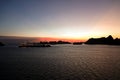 Various night views roadstead and coastline of the Halong Bay. Port of Campha, Vienam. October, 2020.