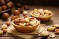 Various nuts in bowl - cashew, hazelnuts, almonds, brazilian nuts and macadamia