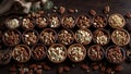 Various nuts in bowls on a gray background walnut food vegan ingredient mix heap