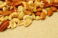 Various nuts on hessian