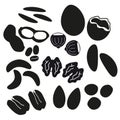 Various nuts types black icons set Royalty Free Stock Photo