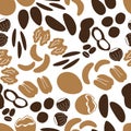 Various nuts types brown seamless pattern Royalty Free Stock Photo