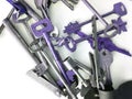 Various old lock picks, keys on a white background Royalty Free Stock Photo