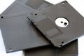 various old obsolete 3 inch floppy disk on white Royalty Free Stock Photo