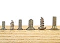 Various old screws on wooden plank on white background Royalty Free Stock Photo