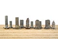 Various old screws on wooden plank on white background Royalty Free Stock Photo