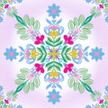 Various oriental colorful decorations combined to create seamless pattern illustration. Hand drawn graphic