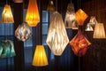 various origami lampshade designs displayed together