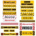 Various oversize load signs and symbols Royalty Free Stock Photo