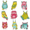 Various Owl Doodle Collection