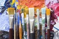 Various Paintbrushes on a Palette