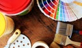 Various painting tools and color palette