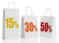 Various paper shopping bags isolated