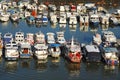 Various parked boats in row Royalty Free Stock Photo