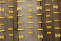 Various pasta arranged in a row Royalty Free Stock Photo