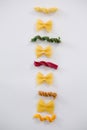 Various pasta on white background Royalty Free Stock Photo