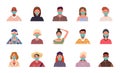 Various people avatars in medical masks for protection against viruses, bacteria, and flu. Vector user portraits