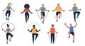 Diverse people of different ages jumping rope Royalty Free Stock Photo