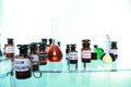 Various pharmacy medicine bottles isolated Royalty Free Stock Photo