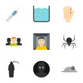 Various phobias icon set, flat style