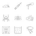 Various phobias icon set, outline style