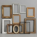 Various picture frames isolated on transparent background Royalty Free Stock Photo