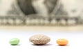 Various pills, tablettes,capsules on whte background Royalty Free Stock Photo