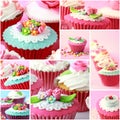 Various pinky and red cupcake, close up Royalty Free Stock Photo