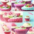 Various pinky and red cupcake, close up Royalty Free Stock Photo