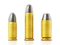 Various pistol bullets on white background. 3D illustration