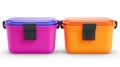 Various plastic food containers featuring clipping paths and latch locks. Storage for frozen products, closed lunchbox Royalty Free Stock Photo