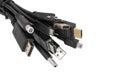 Various Plugs and Jacks with USB, HDMI, DisplayPort, Royalty Free Stock Photo