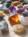 Various polished gemstones in sunlight Royalty Free Stock Photo