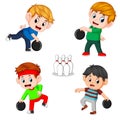 The various positions of the bowling player