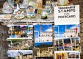 Various postcards from Italy displayed at souvenir shop