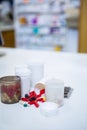 Various prescription medicines on table Royalty Free Stock Photo