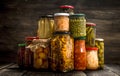 Various preserve vegetables and mushrooms.