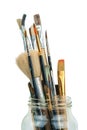 Various professional paint brushes in the jar Royalty Free Stock Photo