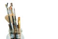 Various professional paint brushes in the jar Royalty Free Stock Photo