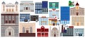 Various public buildings elements collection, flat icons set