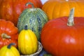 various pumkins at market stall Royalty Free Stock Photo