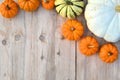 Various pumpkins and squashes frame Royalty Free Stock Photo