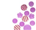 Various purple sewing buttons isolated on white background Royalty Free Stock Photo