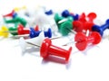 Various Pushpins on White background