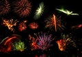 Various pyrotechnics in the night