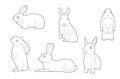 Various Rabbit Cartoon Vector Coloring Book