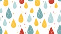 Various raindrops falling pattern background design. Childish scandinavian backdrop. Scandinavian backdrop.