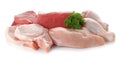 Various raw meats with parsley