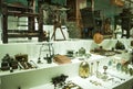 Various retro objects displayed in showcases in London Science Museum